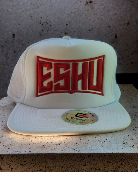 ESHU - 3D Embroidery Trucker Hat - Poly Foam Front, 5-Panel High Crown