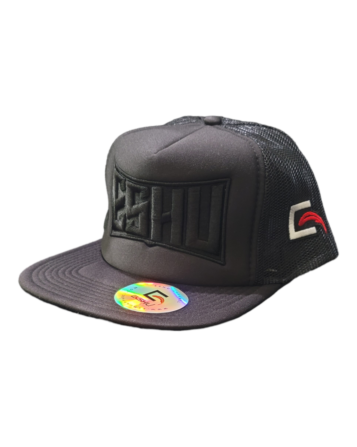 ESHU - 3D Embroidery Trucker Hat - Poly Foam Front, 5-Panel High Crown