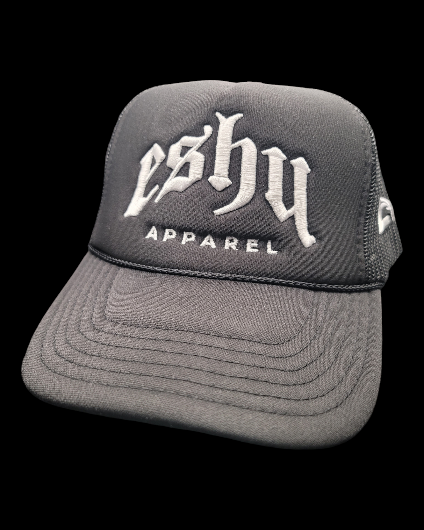 Eshu Apparel 3D Puff Embroidered 5 Panel Mesh Back Trucker Hat - Stylish and Adjustable