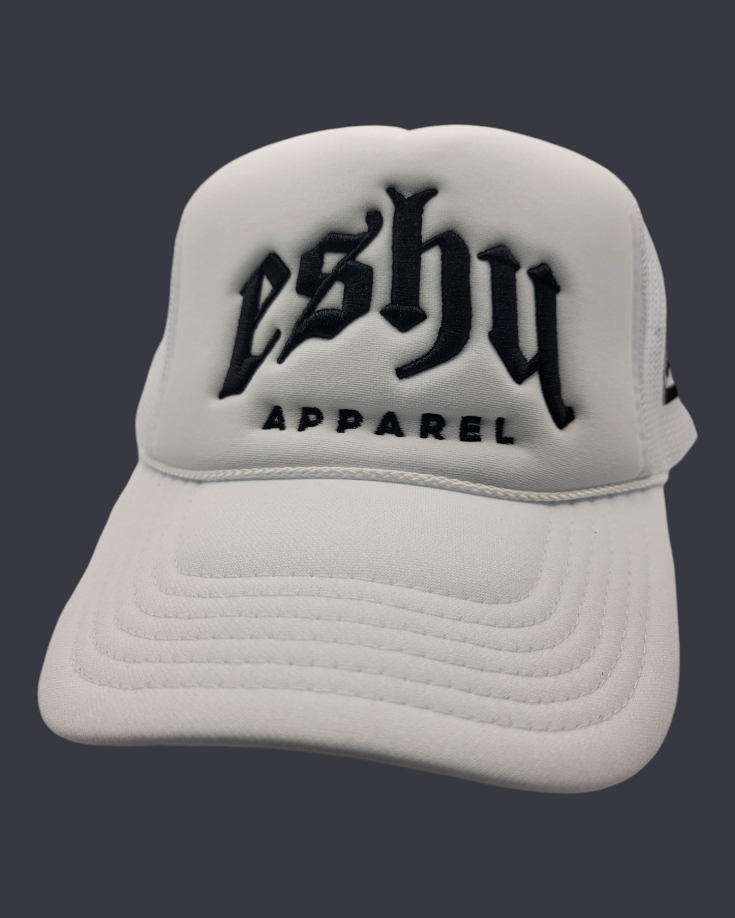 Eshu Apparel 3D Puff Embroidered 5 Panel Mesh Back Trucker Hat - Stylish and Adjustable