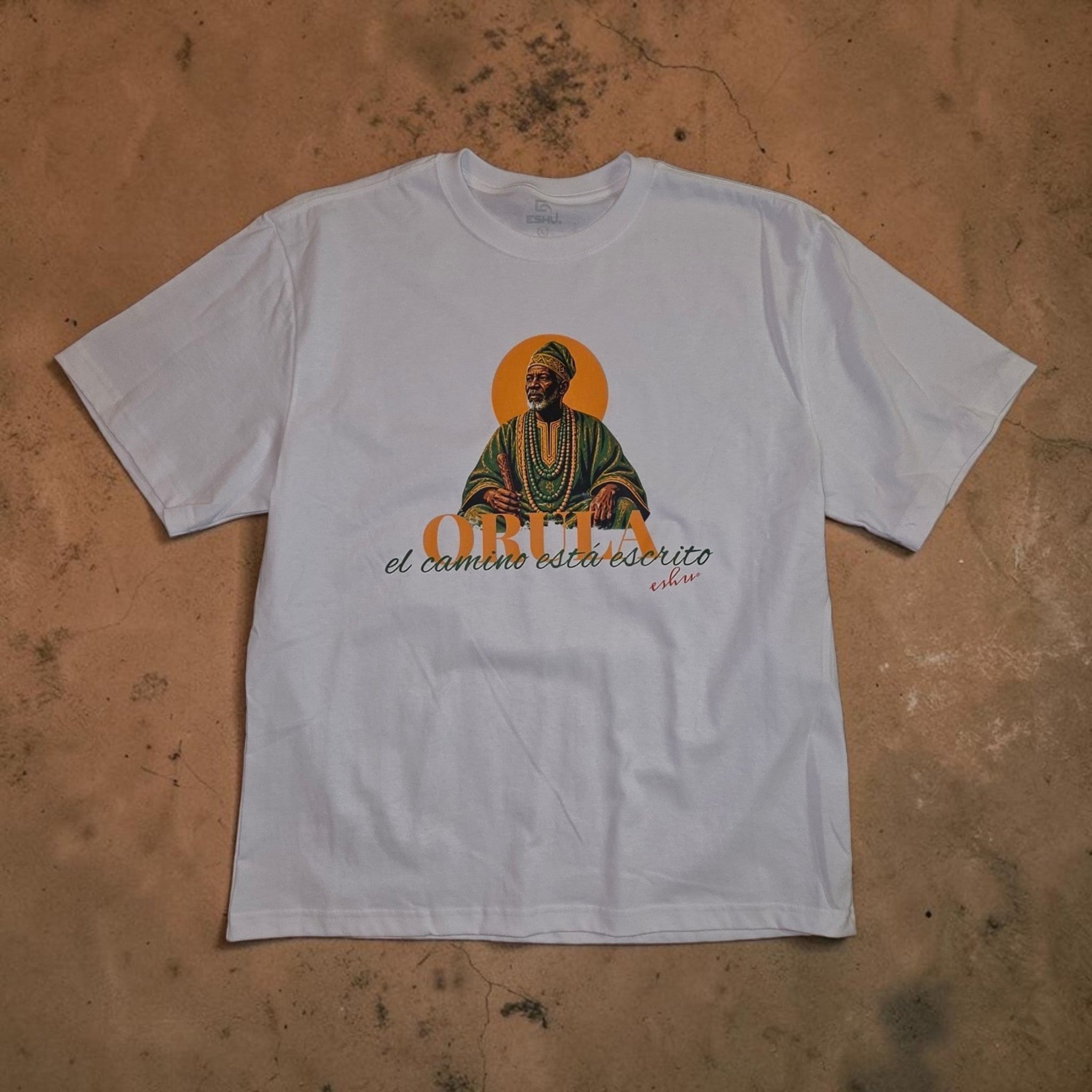 ESHU® ORULA – "El Camino Está Escrito" Oversized Heavyweight T-Shirt | White