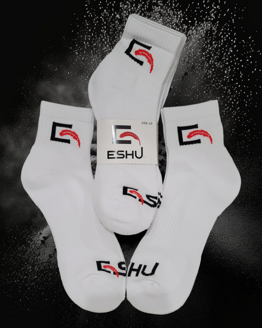 Eshu Apparel Mid Crew Socks 70% Cotton 28% Polyester 2% Spandex (Pack of 3)