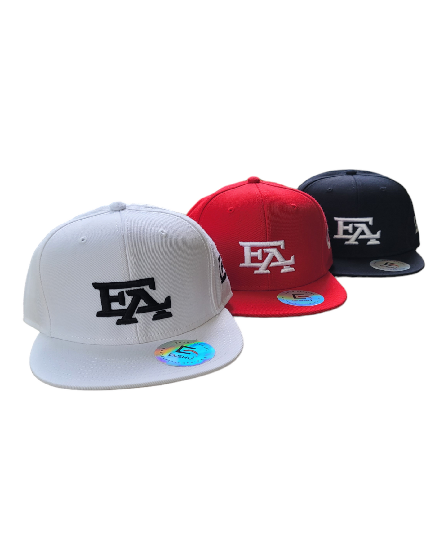 ESHU Apparel EA 3D Embroidered Snapbacks - 6 Panel, Classic Fit, Premium Fabric