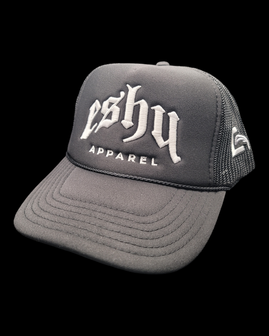 Eshu Apparel 3D Puff Embroidered 5 Panel Mesh Back Trucker Hat - Stylish and Adjustable