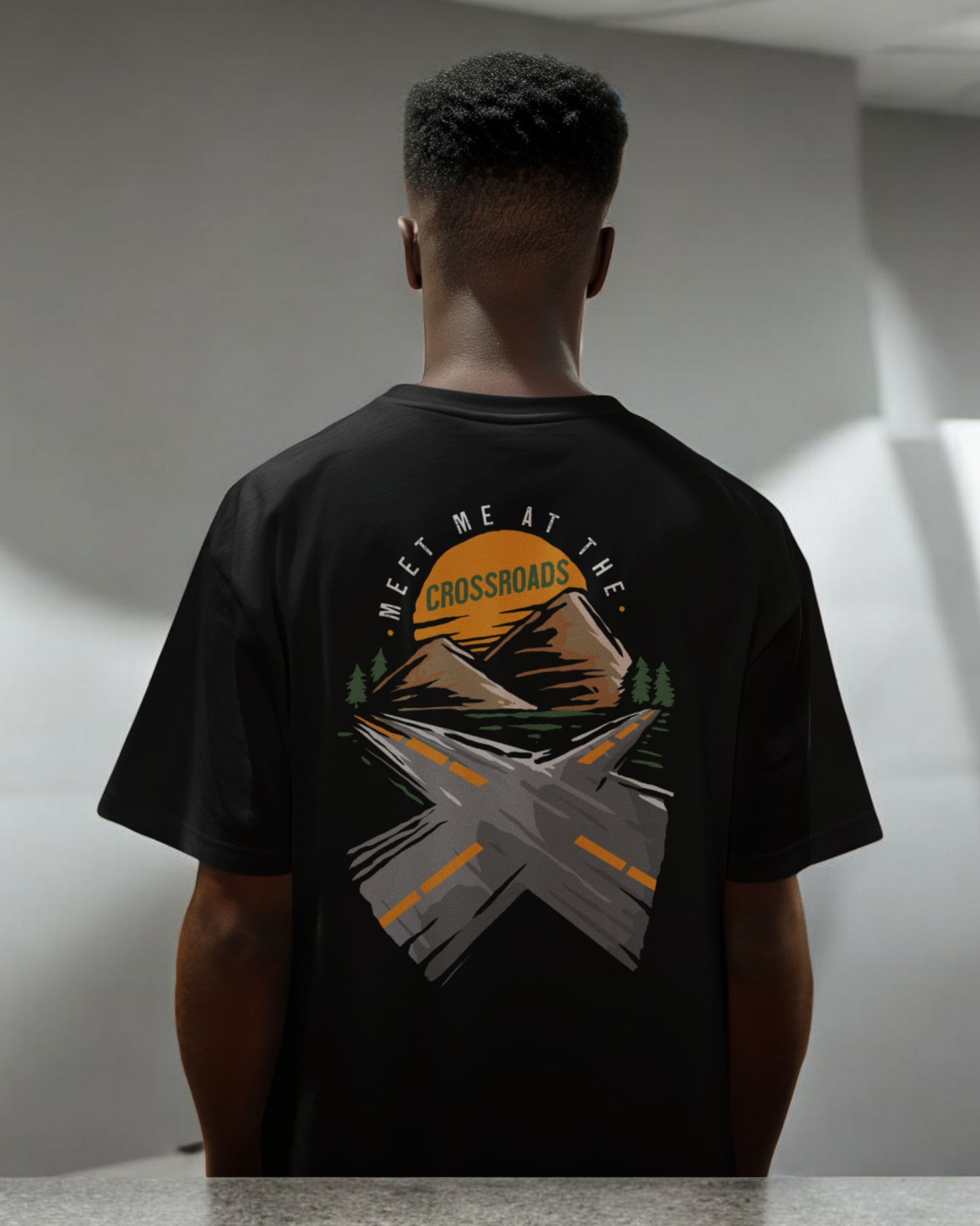 MEET ME AT THE CROSSROADS T-Shirt | Eshu Apparel - Black Heavyweight Streetwear Tee